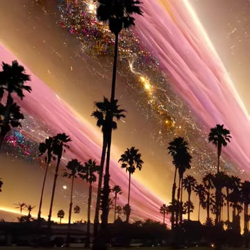 Palm Trees Beneath a Galactic Sky