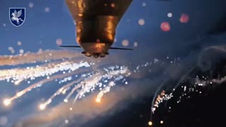 Ukrainian Attack Helicopter Firing on Russian Lines