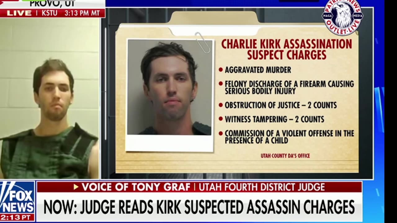 Tyler Robinson, appeared in court today fatally shooting Charlie Kirk on Sept. 10.