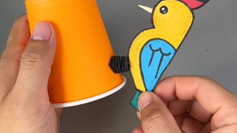Make a Moving Woodpecker Toy with a Paper Cup | Fun DIY Craft for Kids!
