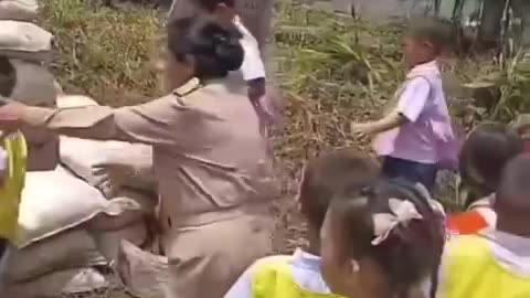 Unfamiliar Reality in Thailand: Children evacuated from kindergartens following sirens
