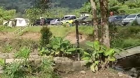 camping on the river bank
