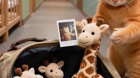 Giraffe Cat Ai animated funny video #funny #cat #ai #unstoppable #meow #animals #cats #kitten