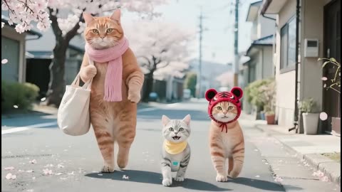 Tiger-Hat Cat Teaches Silver Gradient Baby Kitten Skills – Toothpaste Mess & Vaccine Tears