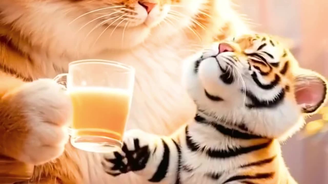 A Tiger raised by a Cat #viralshort #cats
