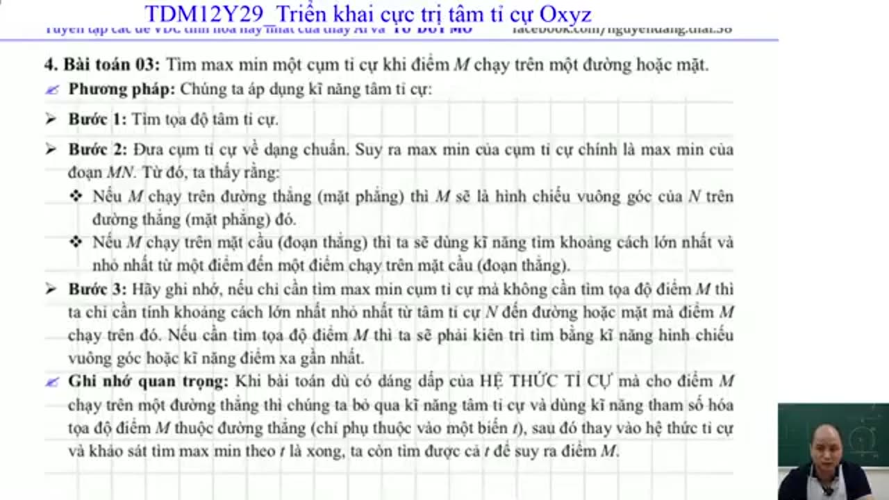 "TDM12Y29. Cực trị tâm tỉ cự "
