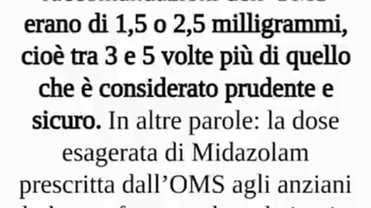 GENOCIDIO ANZIANI NEGLI OSPEDALI CON IL MIDAZOLAM