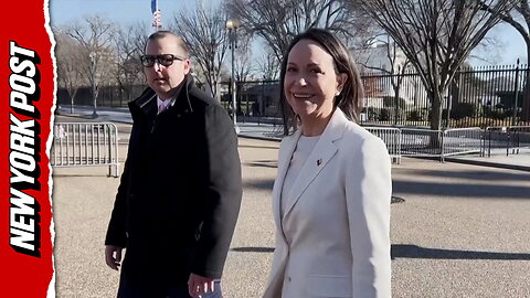 Venezuelan opposition leader Maria Corina Machado leaving the White House after meeting with Trump