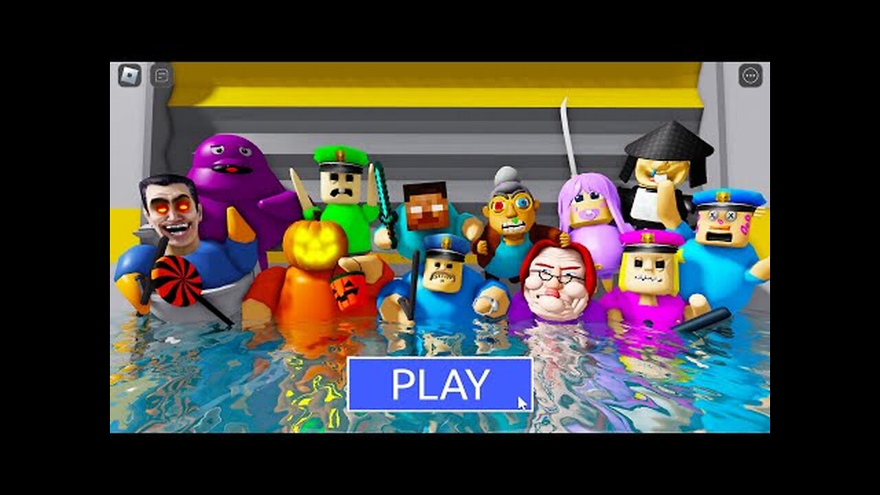 WATER MODE! UPDATE BARRY'S PRISON RUN! And BECOME HALLOWEEN BARRY, TEAM POLICE HAPPY NEW YEAR! #Obby