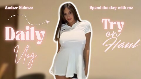 4K White Long Flared Polo Shirt Top Try on Haul with Amber | See Through 🥵