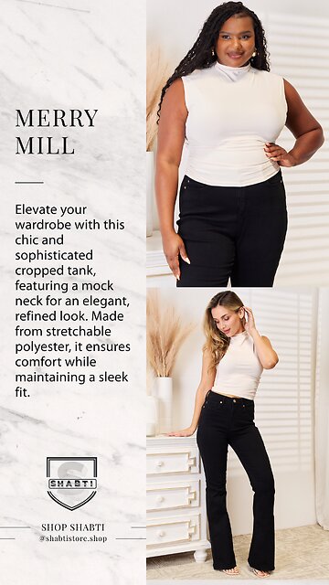 Elegant Mock Neck Ruched Cropped Tank🖤