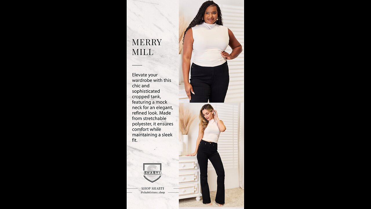 Elegant Mock Neck Ruched Cropped Tank🖤