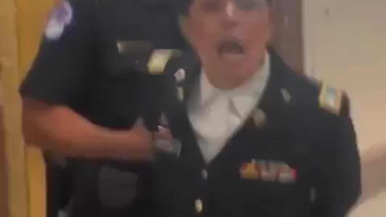 Lt Col. Anthony Aguilar and Capt. Josephine Guilbeau are led away from the senate hearing.