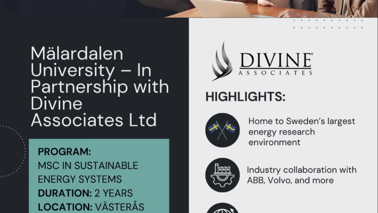 Power Your Future: Study Green Energy at Mälardalen University with Divine Associates Ltd
