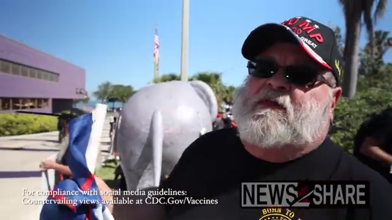 Protesters including Proud Boys rally against Anthony Fauci outside lecture in Sarasota, Florida