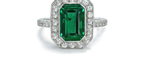 1208 custom made vintage inspired emerald and diamond floral halo engagement rings
