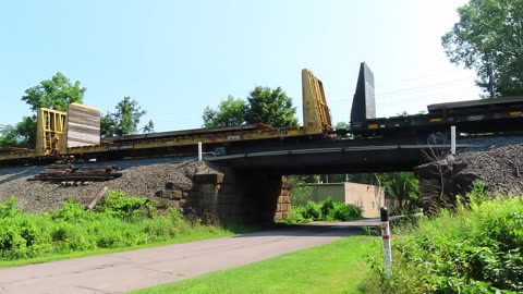 Norfolk Southern Bulkhead (rail Cars) train going through Bedford Ohio on August 3 2025