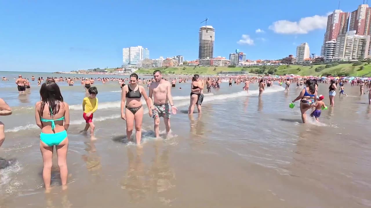 🇦🇷 Mar Del Plata Beach A Beautiful Day at Argentina #beach #beachtravel #seebeach #bikinibeach