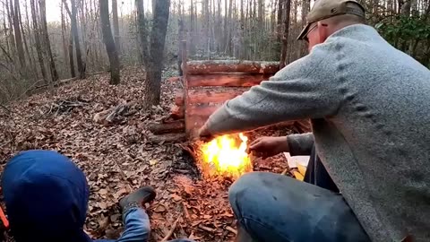 1 Year in Log Cabin Survival Shelter _part4