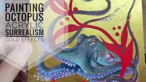 Painting octopus acrylic surrealism with Artettina