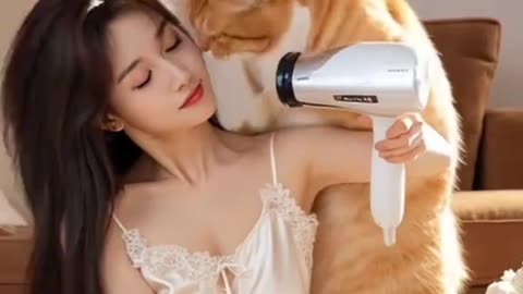 Kind Cat Cooks for Girl! Heartwarming Feline Care