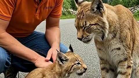 A Kind-Hearted Man rescued Baby Lynx Trapped in Net