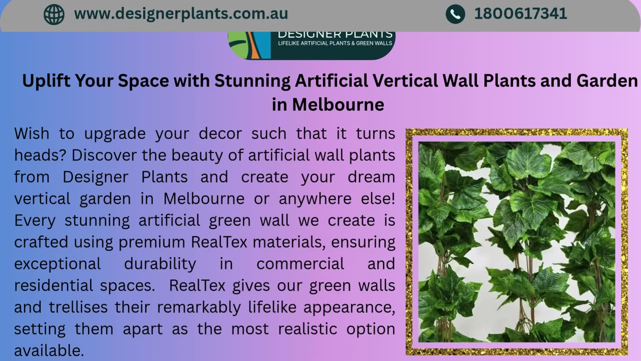 Uplift Your Space with Stunning Artificial Vertical Wall Plants and Garden in Melbourne