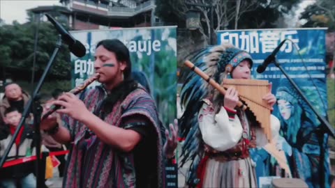 The Last of the Mohicans sound track on flutes by street performers