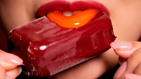 A girl eats ice cream from lava: ASMR