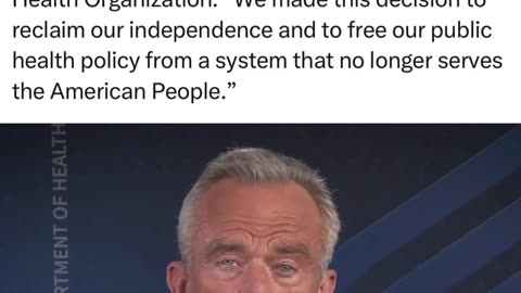 Politics - 2026 Health RFK Jr Announces US Leaves Globalist Commie World Health Organization WHO