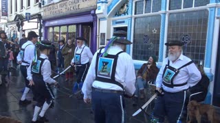 Plymouth New Years Day 2026 Swimmers and Morris dancers