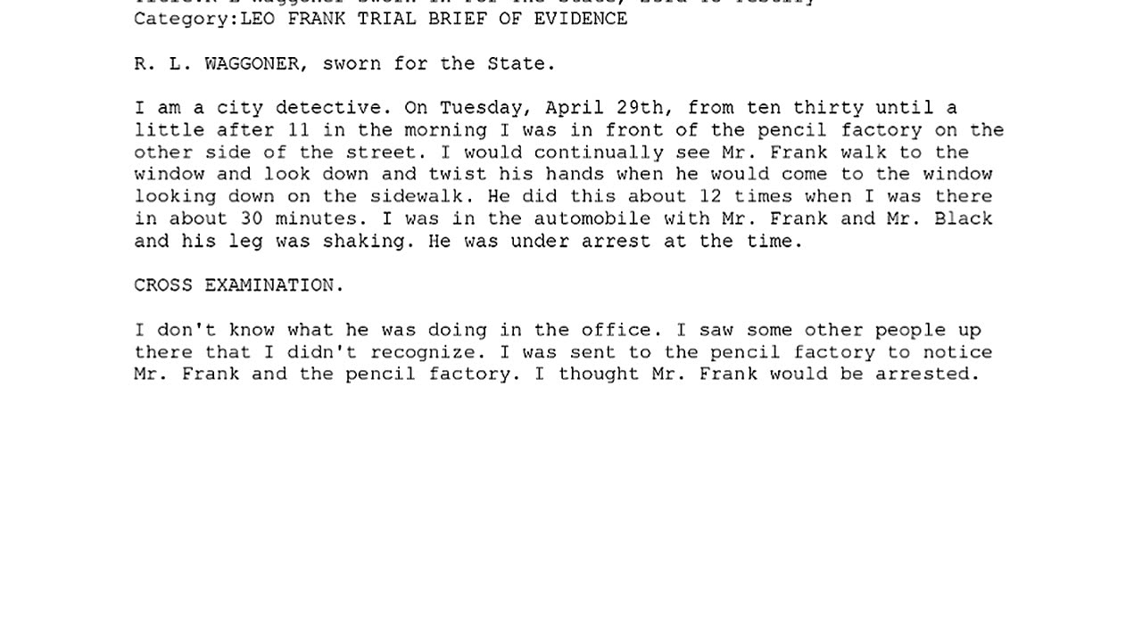 R L WAGGONER, Sworn In For The State, 23rd To Testify