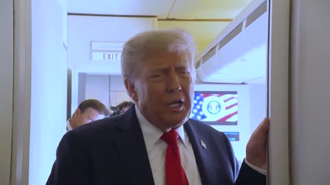 POTUS speaks to reporters on Air Force One en route to Alaska