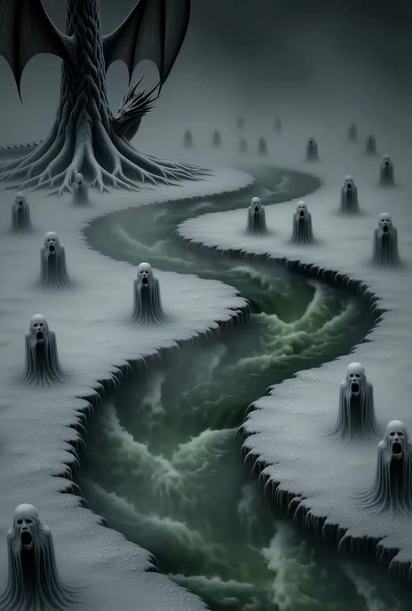 The River Styx in Eternal Winter: The Dragon’s Vigil Over the Damned, AI Video