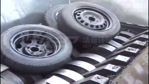 Shredding Tires WITH HUBS! Double Shaft Power in Action