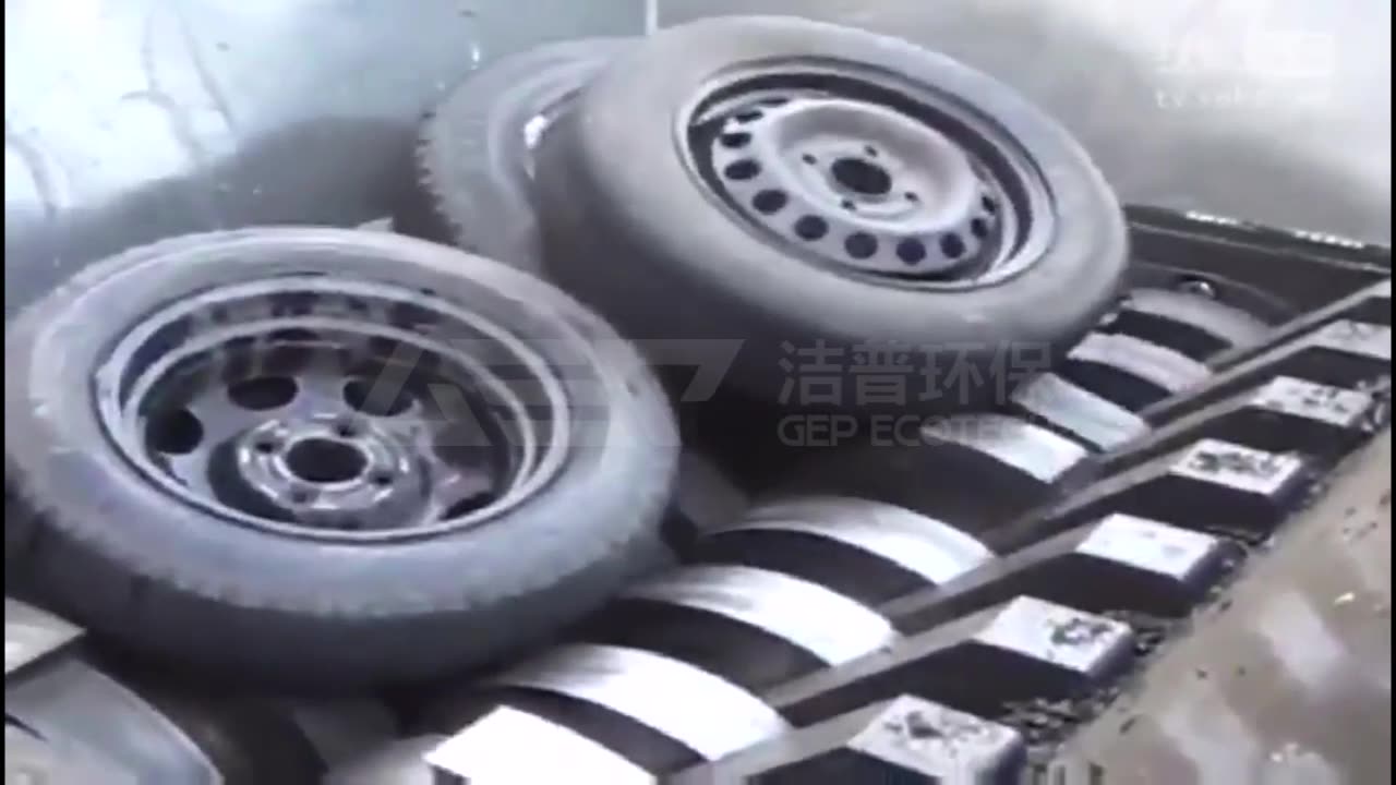 Shredding Tires WITH HUBS! Double Shaft Power in Action