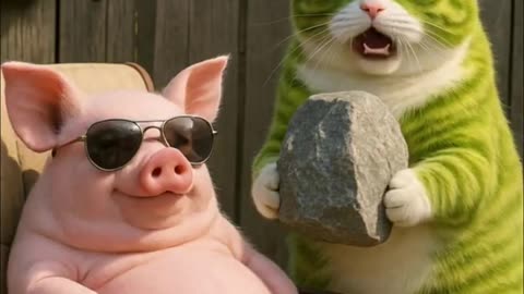 Today was a full meal | Green Cat [AI]