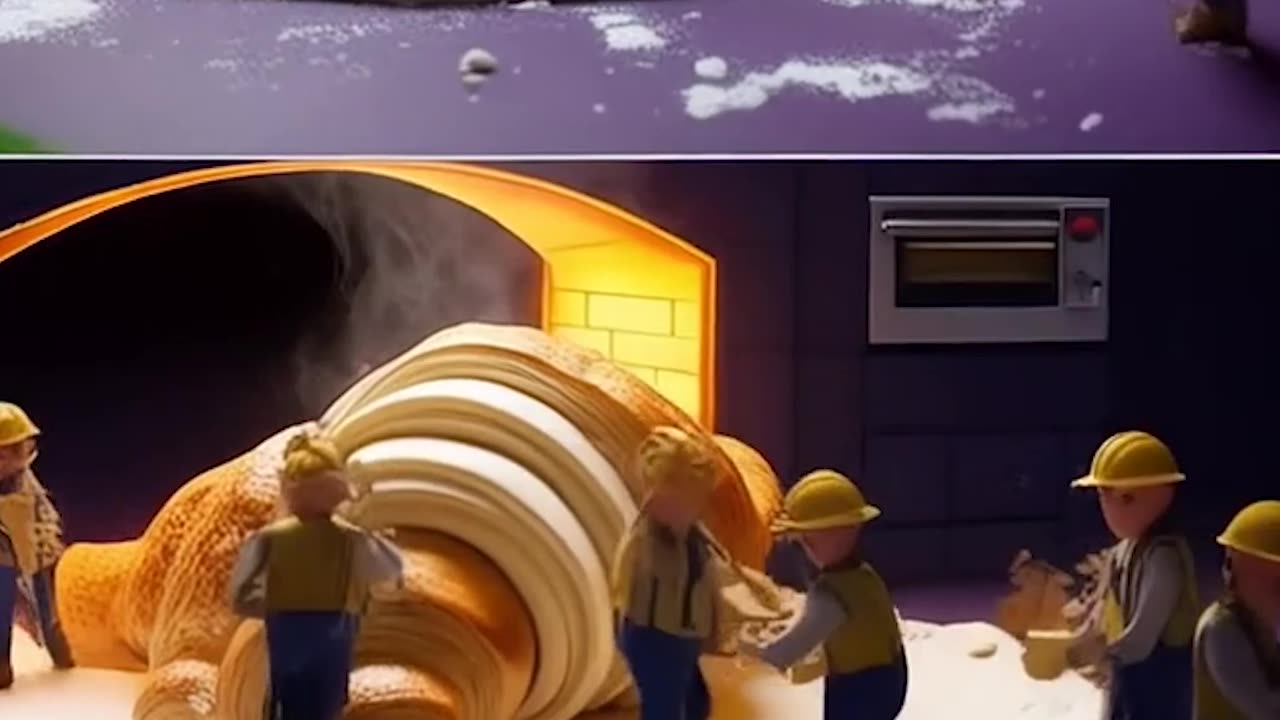 Miniature people working people standing pastry