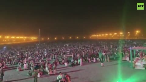 “ Yemeni people watching the Iranian attack on Tel Aviv in real time on a huge screen”
