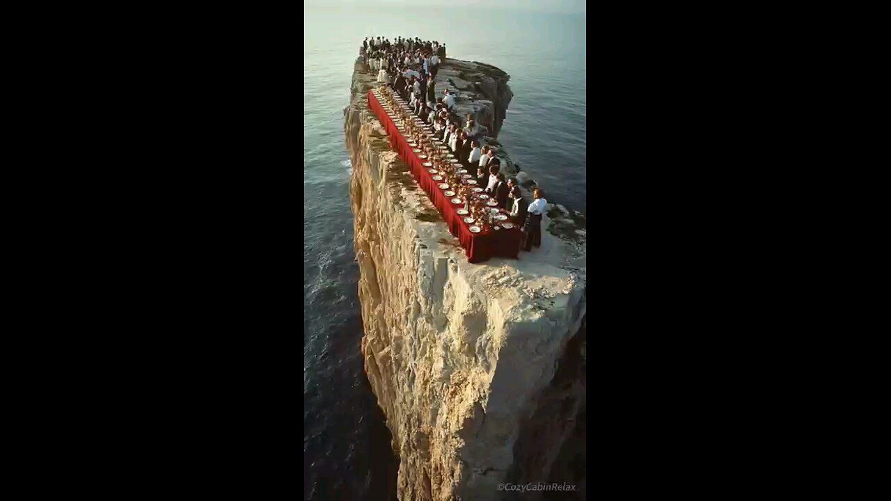 Banquet on the edge of mountain feast