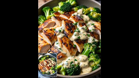 Grilled Chicken & Broccoli Bowls with Creamy Garlic Sauce