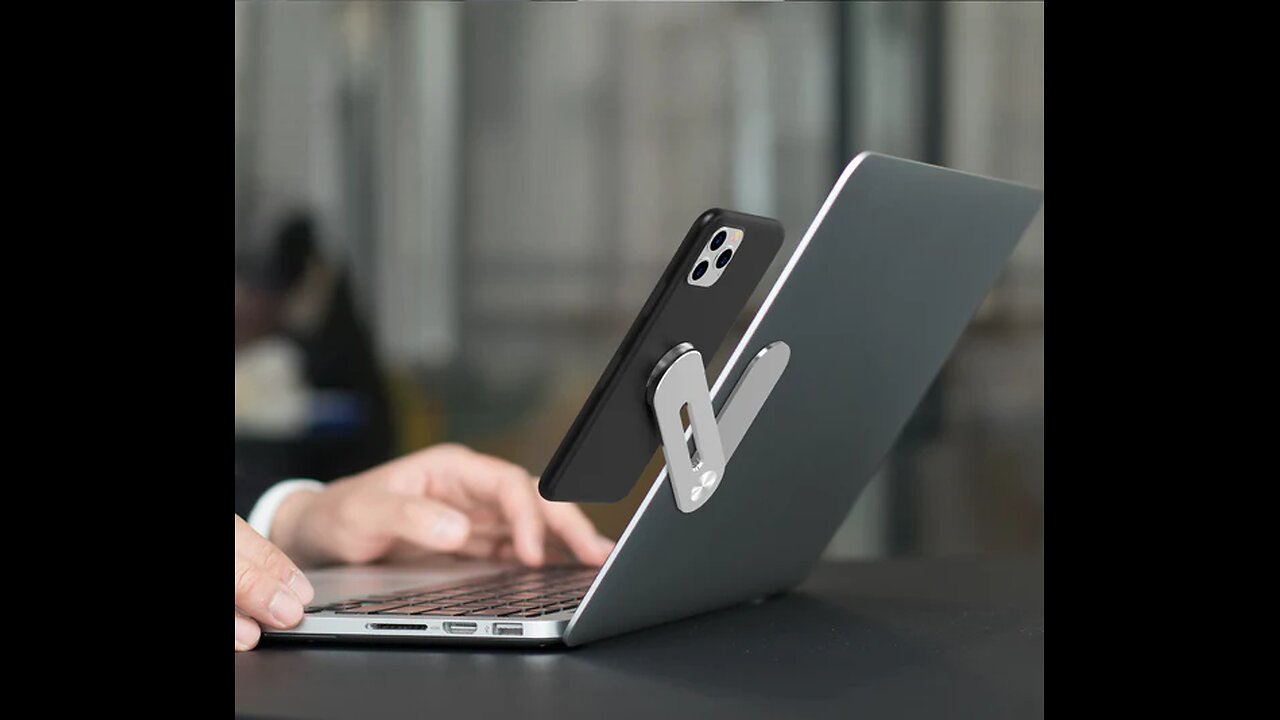 Expansion Phone Holder, Fixed on Laptop, with Magnet Design, Space-saving & Ergonomic Design