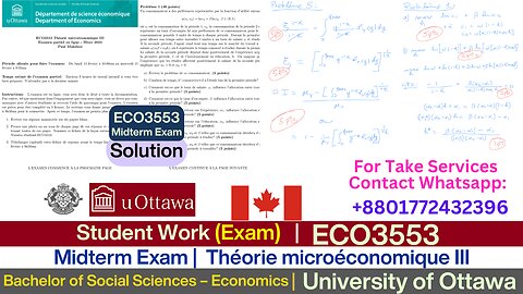 Client Work(Exam ) | ECO3553 Written Midterm Solutions | University of Ottawa | H23 Exam
