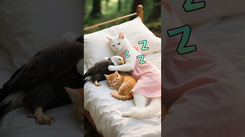 The kitten rescued an eagle in trouble – The eagle to repay by saving the mother cat from the cliff!