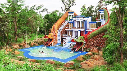 Build Creative Dragons Water Slide Park To Swimming Pool