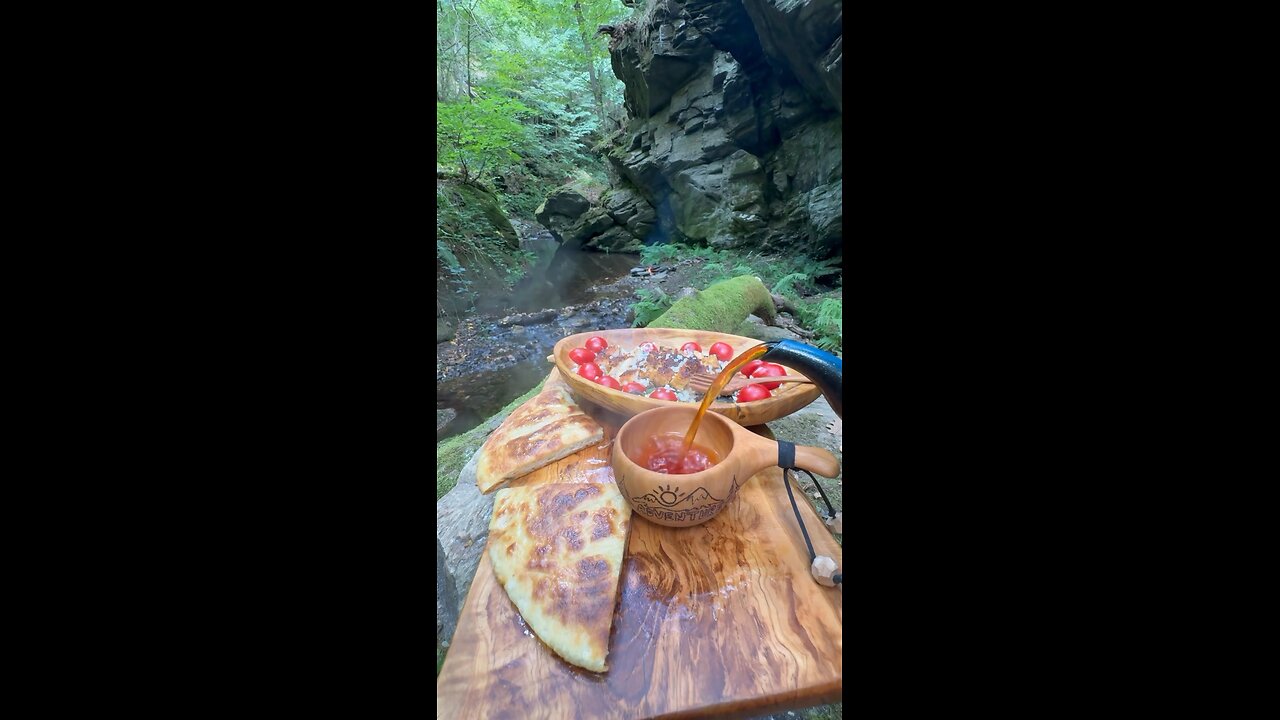 cooking crispy chicken with potato flatbread