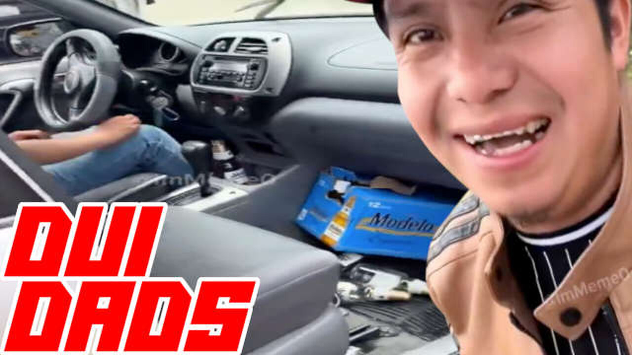 Drunk Mexicans Pop a Curb & Run Over Street Signs With Car Full of Beer