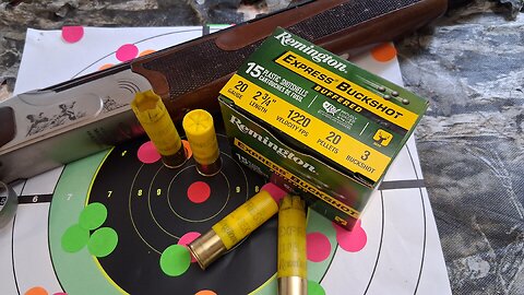 Remington Express No. 3 Buckshot Load in a 2.75" 20ga. Evaluating the pattern with a 3-shot group.
