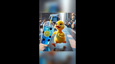Cute duck accidentally dropped blueberry drink on the ground | CAT | CUTECAT | AI | AICAT