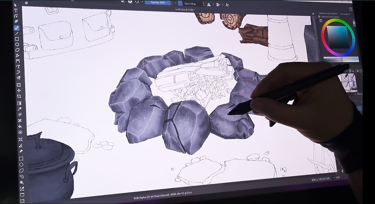 Drawing Rocks And Stones (Timelapse)